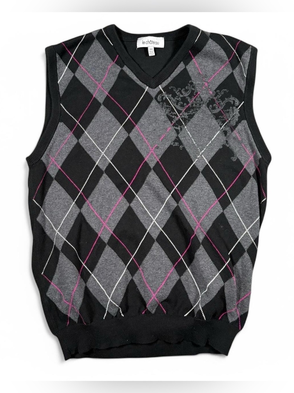Le Chateau black argyle sweater vest